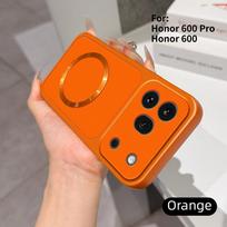 For Honor 600/600 Pro dėklas Naujas lychee raštas CD magnetinis žiedas itin plonas dangtelis For Honor 600 Pro smūgiams atsparus buferis Funda Honor 600 orange