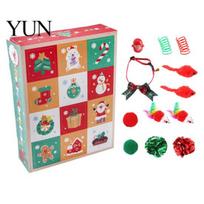 Safe Pet Toys for Christmas Cat Advent Calendar 2026, 12 Days Set Countdown Kitten Holiday Box with Interactive Mice, Balls, Plush Toys, Gifts Indoor A red