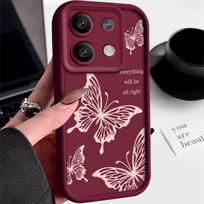 Xiaomi 14t 13t Pro Poco X6 X5 Redmi Note 13 12 11 Pro spalvingas drugelio silikoninis minkštas objektyvo apsaugos dėklas Xiaomi 14T vyno raudonos spalvos