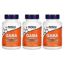 NOW Foods GABA 500mg with Vitamin B-6, 100 Veg Capsules, 3-Pack 100 pcs - 3 ea
