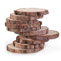100Pcs DIY Wood Slices Natural Round Log Discs 1.5-3Cm Size 0.5cm Thickness Smooth Polished Both Sides with Bark for Wedding brown