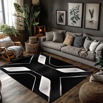 Juodas baltas geometrinis kilimas, modernus bohemiškas kilimas svetainei, pliušinis neslystantis sofos kilimėlis su, jaukus namų dekoras 50x80cm gray