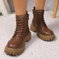 Moteriški platforminiai Martin batai plačiai kojai, britiško stiliaus baikerių ankle boots, Europos didmeninės bootie avalynės sandėlyje 43 kava