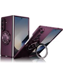 Magnetinis dėklas, skirtas Samsung Galaxy Z Fold 7/6/5/4/3, Smūgiams atsparus dangtelis su ekrano apsauga, 360° besisukantis žiedas-stovas For Galaxy Z Fold 7 bordinė