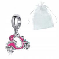 Charms Motocykl Skuter Vespa Różowy Przepiękna Zawieszka Na Prezent