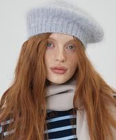 THE-ABON Basic Angora Beret Light Grey Light Gray/Free gray