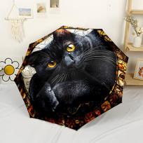 Moonlit Cat Garden Outdoor Automatic Umbrella Compact 8-Rib Design Sturdy Construction Durable Everyday Carry Umbrella Elegant Women's Umbrella