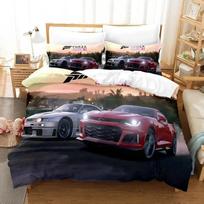 Sports Car Forza Horizo Bedding Set Single Twin Full Queen King Size Bed Set Aldult Kid Bedroom 3D Print Duvet Cover Sets 135x200cm gray