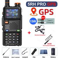 Baofeng 5RH PRO GPS Walkie Talkie 15W Long Range Multi Band Wirless Copy Frequency NOAA Long Range Type-c Portable 2 Way Radio USB Plug