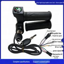 Four-Light Voltage Display Electric Bike Throttle Grip with Three-Speed Control 36V black