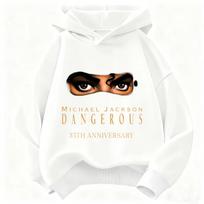 Kids Hoodie Michael Jackson Dangerous 35th Anniversary Print Sweatshirt  Fashion Boys Girls Casual Long Sleeve Hooded Streetwear 130 black
