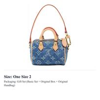 LOUIS VUITTON Speedy Džinsinė Pagalvės Formos Rankinė Kibiro Formos Rankinė Rankinė Ypač Mini Moteriška Šviesiai Rožinė ir Mėlyna M01701 One Size 2 gray