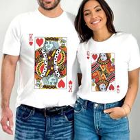 Playing Cards Heart K/Q Women's T-shirt Couples Y2k Fashion Queen King Tees Harajuku Funny Boyfriend Girlfriend Tee Loves Tops XL black