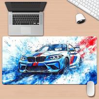 pc  Gaming Desk Mat  Large Mouse Pad  Keyboard Surface with NonSlip Base HD Racing Car Design in BlueRedWhiteBlack 30x80x0.3cm