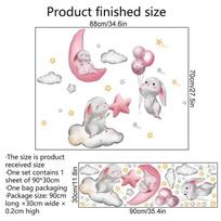 Cartoon Decoration Wall Sticker Rabbit Cloud Balloon Star Background Children Room Decoration Wall Sticker Self Adhesive Supply A white