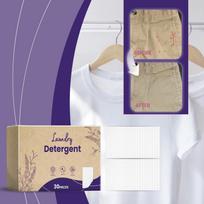 Laundry Detergent Tablets 30 Pieces Gentle Clean Clothes Stain Removal Long-lasting Fragrancy Clean Laundry Bubble Paper One Size beige