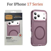 Defender Armor 3IN1 tvirtas OtterBox Armor dėklas telefonui IPhone 17 Pro Max Air 16 15 14 Plus, skirtas MagSafe belaidžiam įkrovimui, tvirtas dangtelis iPhone17 Pro Max gray