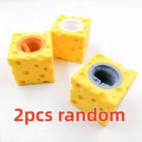 2Pcs Pop Up Funny Mouse And Cheese Block Squeeze Anti-Stress Toy Hide And Seek Figures Stress Relief Fidget Toys For Kids Adult orange