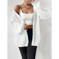Cardigans - Women's Loose Lazy Style Knit Cardigan , Casual Oversized Simple Solid Sweater, Fashion Outerwear L balta