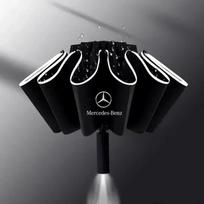 For Benz C-Class1Automatic Umbrella with LED Reflective Strip Rain Wind Umbrella For Mercedes Benz S320 W164 W203 W204 W168 C180 E320 A200 CLA juoda