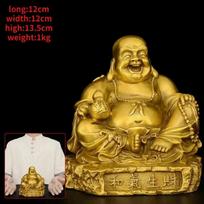 Lucky Copper Maitreya Buddha Big Belly Bodhisattva Ornament Laughing Buddha Home Statue brown