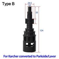 Aukšto slėgio vandens žarnos jungtis Juodas adapteris Antgalis Karcher, Lavor ir Parkside tarpui Type B black