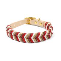 Christmas Handmade Braided Dog Collar Adjustable PVC Pet Necklace Metal Buckle for Small Medium Dogs Cats S (25-33cm) smėlis