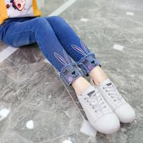 Spring and Autumn Children's Small Leg Pants Girls Casual Long Pants Child Baby Girl Jeans Clothes Kids Trousers Prints Clothing 160cm blue