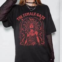 Vintage Medusa Feminist Tee Retro Pop Art EmpowermenT shirt Greek Mythology Short Sleeve T-shirts for Summer Unisex All-Season S brown