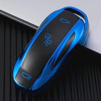 TPU Car Smart Key Case Cover For Tesla Model 3 Model X Model S Model Y Bag Protector Fob Band Shell Holder Keychain Accessories For Model S mėlyna