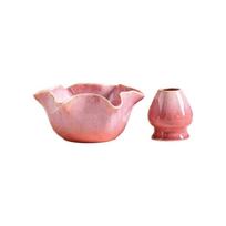 Japoniško stiliaus matcha dubenėlių rinkinys Gėlių formos matcha ruošimo rinkinys Matcha arbatos rinkinys Gėrimų parduotuvė Red 2pcs