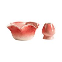 Japoniško stiliaus matcha dubenėlių rinkinys Gėlių formos matcha ruošimo rinkinys Matcha arbatos rinkinys Gėrimų parduotuvė Gradation red 2pcs brown