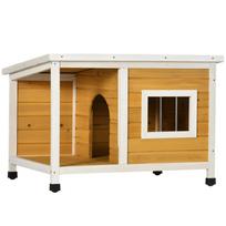 PawHut Outdoor dog house wooden indoor dog house with opening roof and window 85.5L x 62W x 60H cm orange