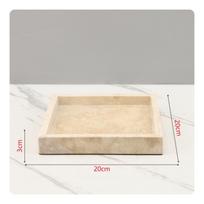 Travertine Tray Natural Stone Minimalist for Coffee Table 20x20x3cm smėlis