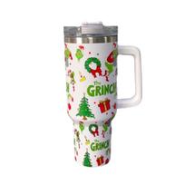 Grinčas 40oz Termosas iš nerūdijančio plieno su šiaudeliu ir moderniu žaliu dizainu Style 6