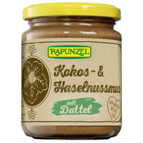 Kokosų ir lazdynų riešutų kremas su datulėmis, ekologiškas – Rapunzel, 250 g