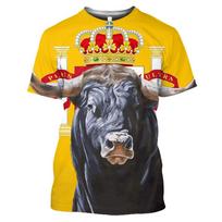 Vasaros Ispanijos Jaučių Imtynės 3D Spausdinti Marškinėliai Jaučio Streetwear Vyrams Moterims Mados Trumpomis Rankovėmis Marškinėliai Apvalia Kakleliu Vaikams T-shirt Viršutiniai Drabužiai 2XL yellow