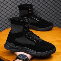Martin boots men's autumn and winter new canvas versatile medium tube retro tooling high-top breathable shoes construction site work shoes 44 juoda