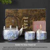 Antique Silver-Gilded Porcelain Teapot Set: Perfect Gift for Leaders, Housewarmings, Business Occasions, Souvenirs, and High-End Ceramics Lovers. gray