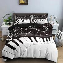 Muzikos patalynės komplektas Pianino klaviatūra Muzikos nata Antklodės užvalkalas Karališko dydžio Patalynė Antklodė Mikropluošto Gitara Poliesterio patalynės komplektai 70x133cm 2pcs gray