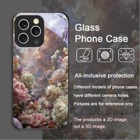 Elegantiškas gėlių raštas, vintažinis gėlių raštas, grūdinto stiklo telefono dėklas, skirtas iPhone 17 16 Pro Max 15 14 13 12 11 Mini XS XR 7 8Plus Dangtelis iPhone 15 Pro Max gray