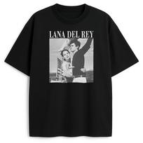 Lana Del Rey T-shirt Men and Women Summer Gothic Cotton Y2K Clothing Round Neck Short Sleeved Tee Streetwear S gray