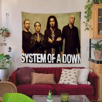 System Of A Down Band Colorful Tapestry Wall Hanging Hippie Flower Wall Carpets Dorm Decor Wall Art Decor 100X70CM black