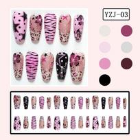 30pcs Mid-Length Press on Nails Coffin Shape False Nail Tips Cool Fake Nails  for Girls YZJ-03 gray