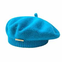 Solid Color Beret Hat Warm Woolen Beanie Cap Retro Crochet Knitted Hat  Women Girl mėlyna