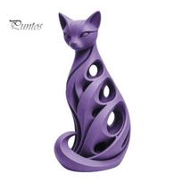 Stylish Interior Accents for Bedside Table 3D Printed Spiral Cat Figurine, Hollow Modern Abstract Sculpture Ornaments Home Decor Desk Shelf, S violetinė