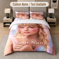 Custom Bedding Set Taylor Swift Pattern, Print Name Text 1 Duvet Cover plus 2 Pillowcases Home Textile 135cmx200cm