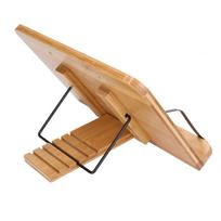 Bamboo Book Stand Foldable Wooden Cookbook Holder with 5 Angle Adjustable for Tablet Textbook Music Document beige