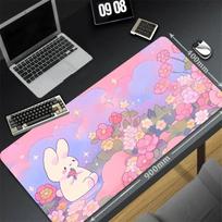 XXL Keyboard Table Mat Deskpads Pc Mausepad xmm Rubber Mouse Pads Pink Cute Tree Mousepad Kawaii Rabbit Cartoon Laptop Rug 30x80x0.2cm gray