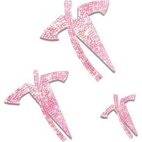 Bling Pink Rhinestone Emblems for Tesla Model 3 2017-2023, 6 Pcs Emblems Stickers for Front Trunk, Rear Trunk, Bedazzled Accessories for 3. Pink_3_6pcs white
